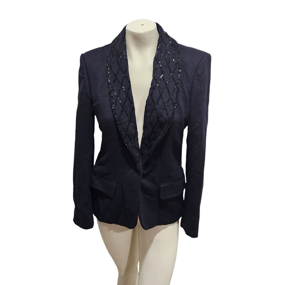 Calvin Klein VTG 70s Beaded Wool Smoking Jacket Runway Glam Avant Garde Paris